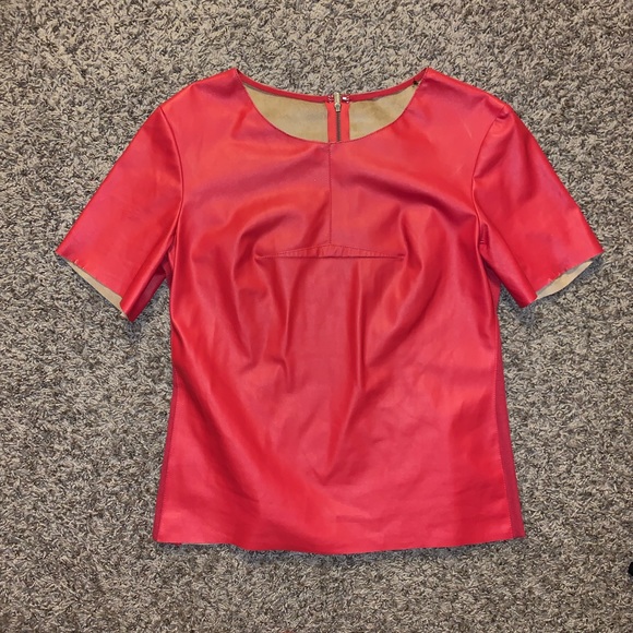 BCBGMaxAzria Tops - Bcbg “leather” top in red BCBGMaxAzria Tops - Bcbg “leather” top in red